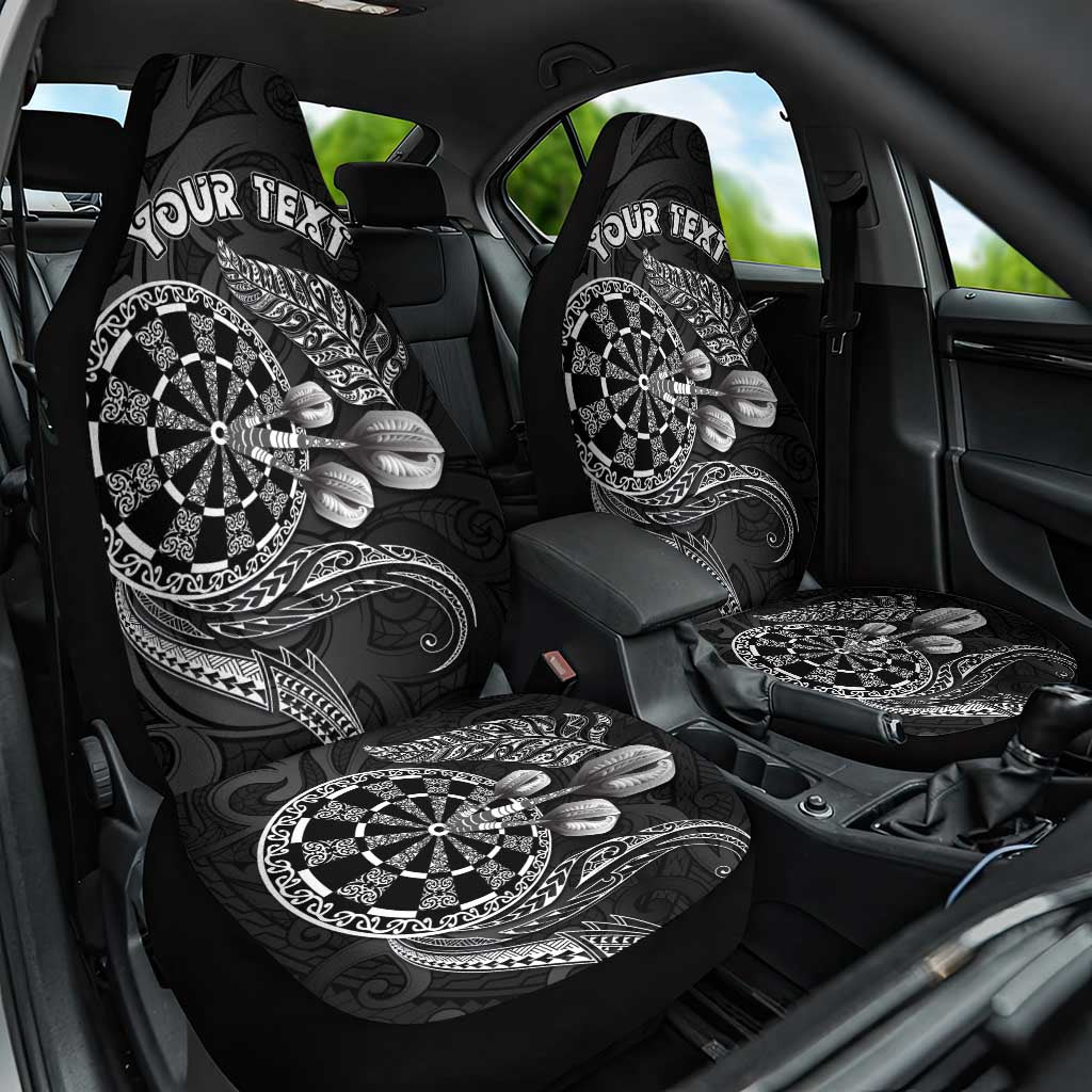 Personalised New Zealand Aotearoa Darts Masters Car Seat Cover Tribal Silver Fern and Ta Moko Dartboard - Polynesian Pride