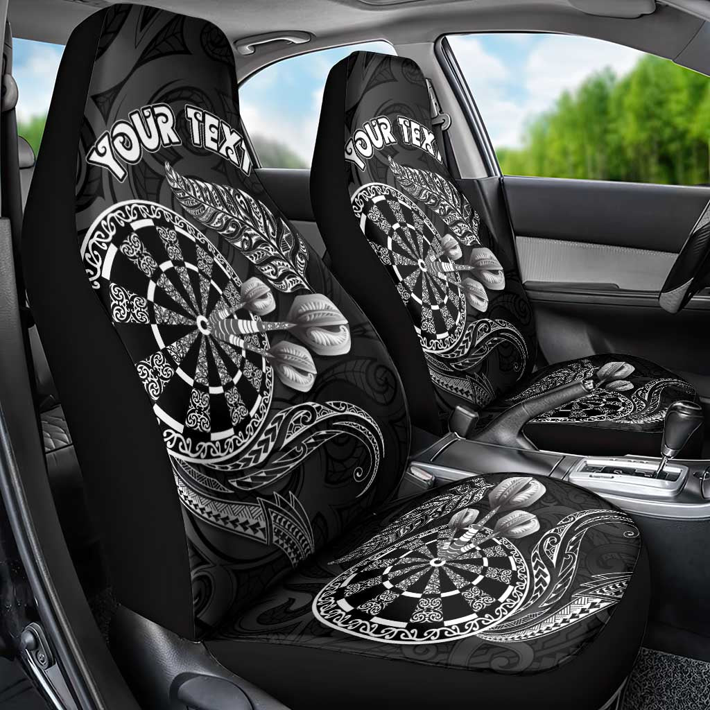 Personalised New Zealand Aotearoa Darts Masters Car Seat Cover Tribal Silver Fern and Ta Moko Dartboard - Polynesian Pride