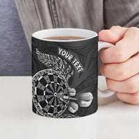Personalised New Zealand Aotearoa Darts Masters Ceramic Mug Tribal Silver Fern and Ta Moko Dartboard - Polynesian Pride