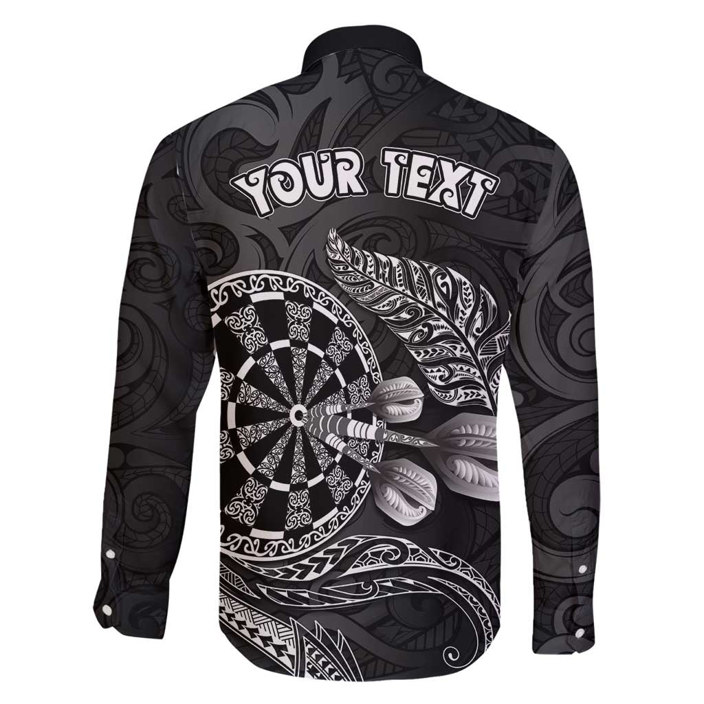 Personalised New Zealand Aotearoa Darts Masters Family Matching Mermaid Dress and Hawaiian Shirt Tribal Silver Fern and Ta Moko Dartboard - Polynesian Pride