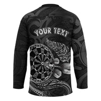 Personalised New Zealand Aotearoa Darts Masters Hockey Jersey Tribal Silver Fern and Ta Moko Dartboard - Polynesian Pride