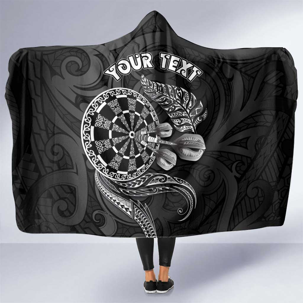 Personalised New Zealand Aotearoa Darts Masters Hooded Blanket Tribal Silver Fern and Ta Moko Dartboard - Polynesian Pride