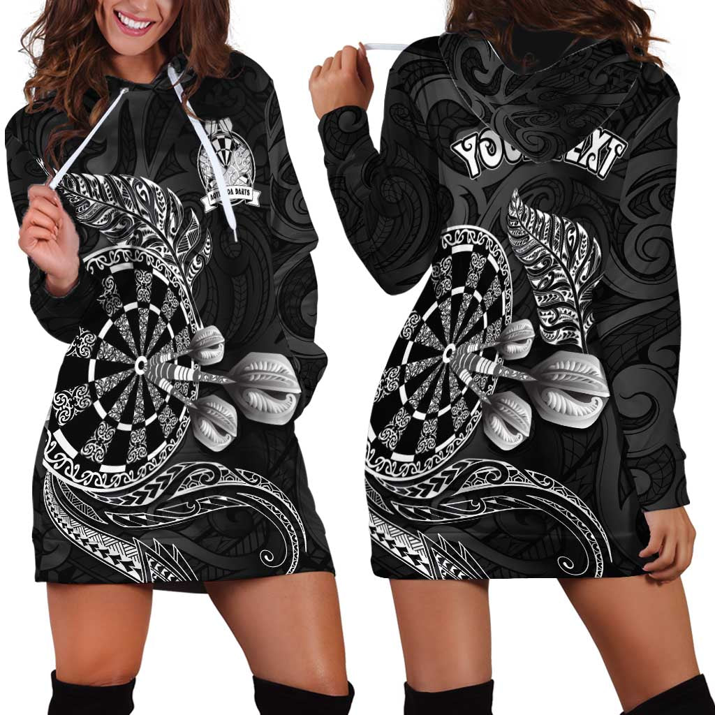 Personalised New Zealand Aotearoa Darts Masters Hoodie Dress Tribal Silver Fern and Ta Moko Dartboard - Polynesian Pride