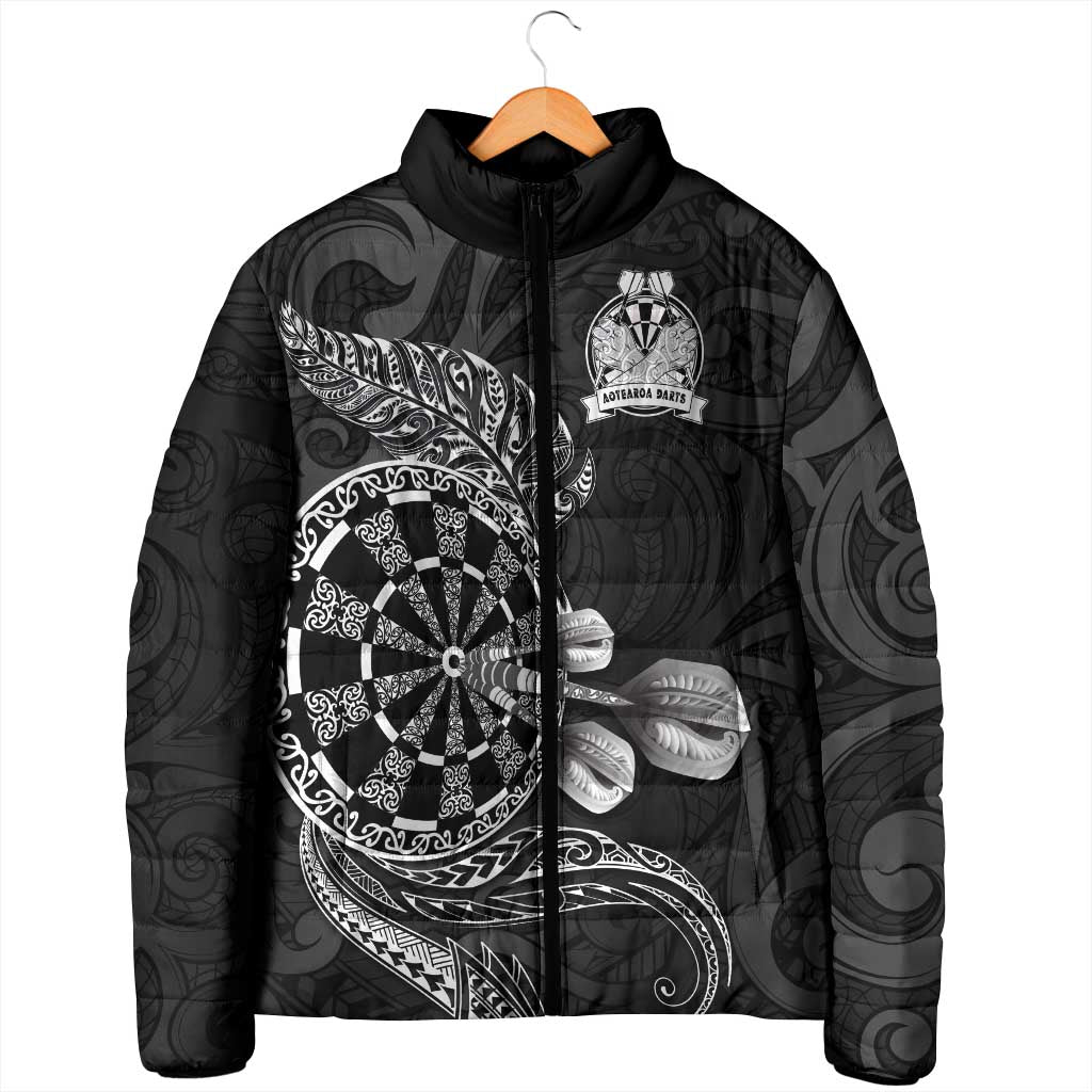 Personalised New Zealand Aotearoa Darts Masters Padded Jacket Tribal Silver Fern and Ta Moko Dartboard - Polynesian Pride
