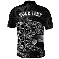 Personalised New Zealand Aotearoa Darts Masters Polo Shirt Tribal Silver Fern and Ta Moko Dartboard - Polynesian Pride