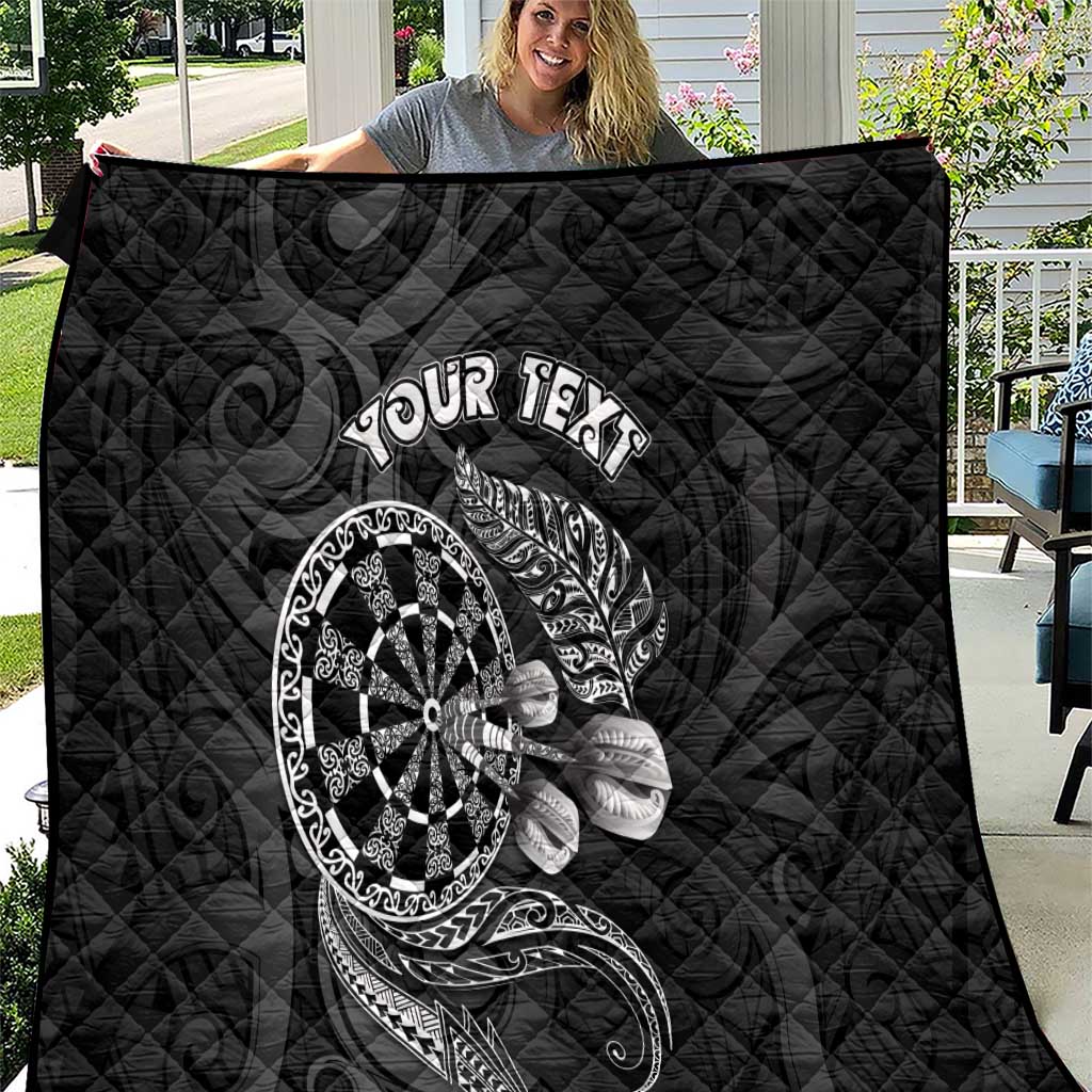 Personalised New Zealand Aotearoa Darts Masters Quilt Tribal Silver Fern and Ta Moko Dartboard - Polynesian Pride