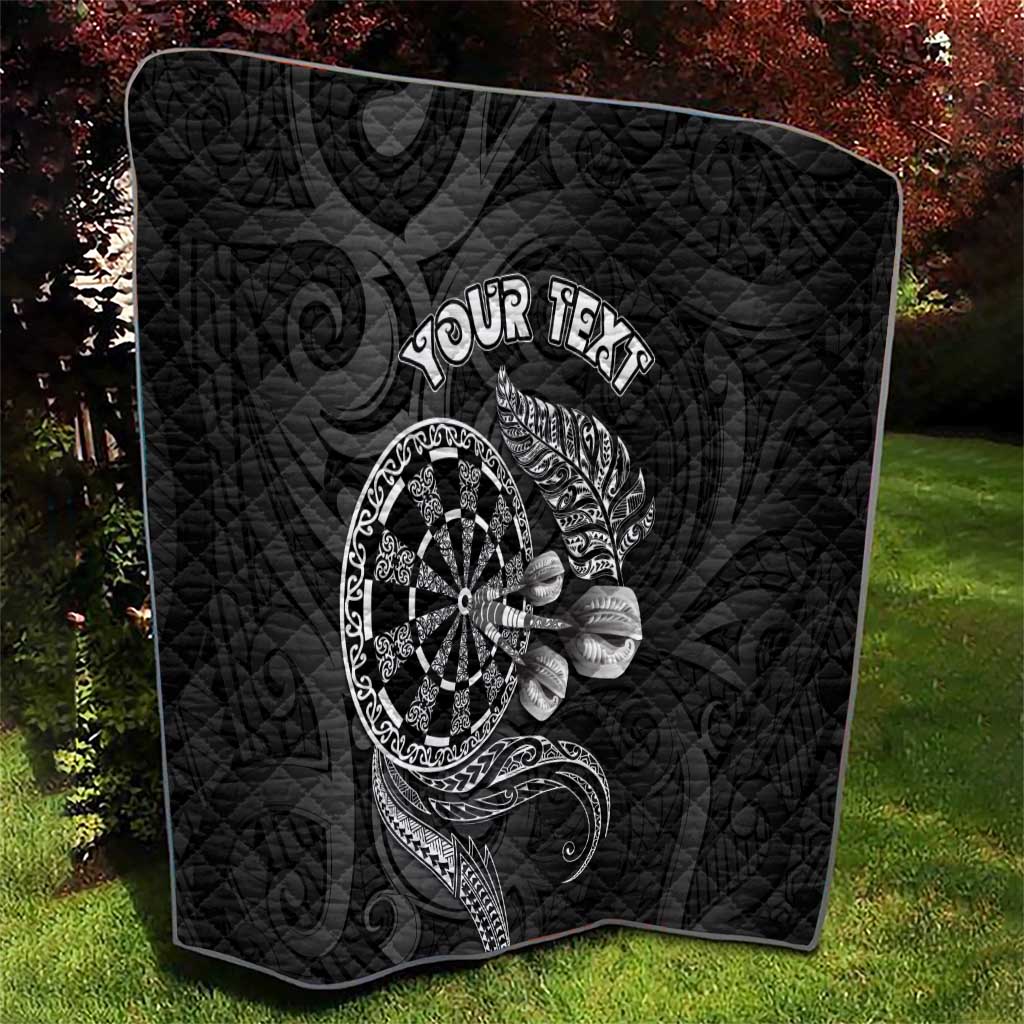 Personalised New Zealand Aotearoa Darts Masters Quilt Tribal Silver Fern and Ta Moko Dartboard - Polynesian Pride
