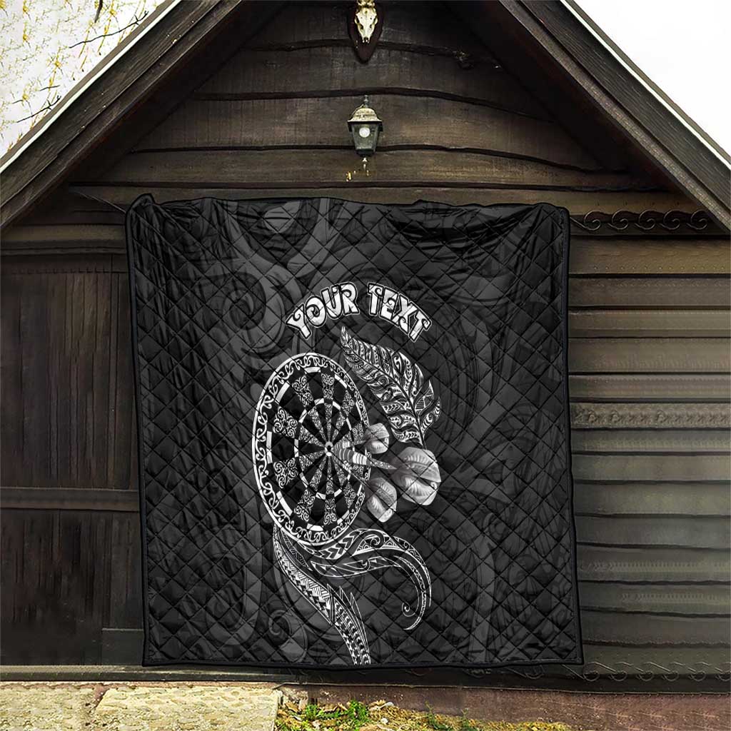 Personalised New Zealand Aotearoa Darts Masters Quilt Tribal Silver Fern and Ta Moko Dartboard - Polynesian Pride