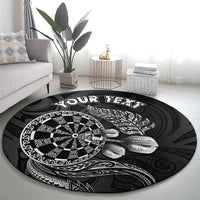 Personalised New Zealand Aotearoa Darts Masters Round Carpet Tribal Silver Fern and Ta Moko Dartboard - Polynesian Pride