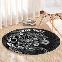 Personalised New Zealand Aotearoa Darts Masters Round Carpet Tribal Silver Fern and Ta Moko Dartboard - Polynesian Pride