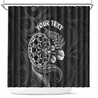 Personalised New Zealand Aotearoa Darts Masters Shower Curtain Tribal Silver Fern and Ta Moko Dartboard - Polynesian Pride