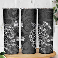 Personalised New Zealand Aotearoa Darts Masters Skinny Tumbler Tribal Silver Fern and Ta Moko Dartboard - Polynesian Pride