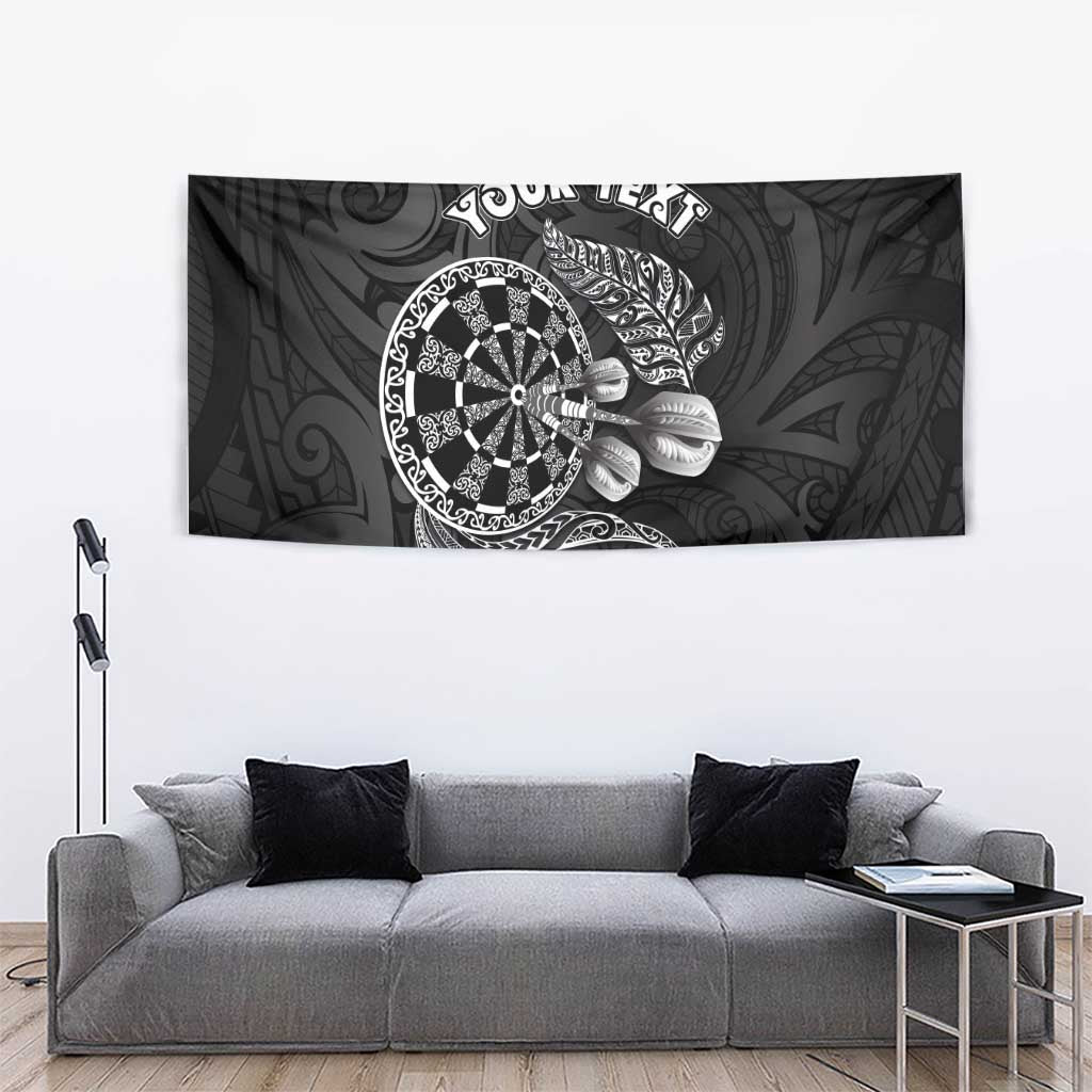 Personalised New Zealand Aotearoa Darts Masters Tapestry Tribal Silver Fern and Ta Moko Dartboard - Polynesian Pride