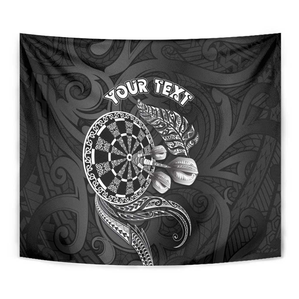 Personalised New Zealand Aotearoa Darts Masters Tapestry Tribal Silver Fern and Ta Moko Dartboard - Polynesian Pride