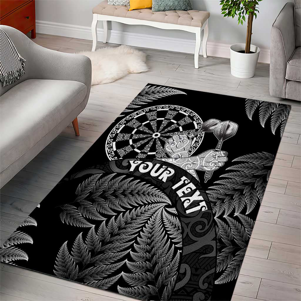 Personalised New Zealand Aotearoa Darts Masters Area Rug Silver Fern and Maori Spirit - Polynesian Pride
