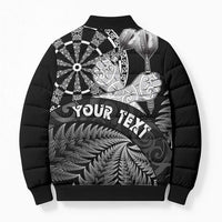 Personalised New Zealand Aotearoa Darts Masters Bomber Puffer Jacket Silver Fern and Maori Spirit - Polynesian Pride