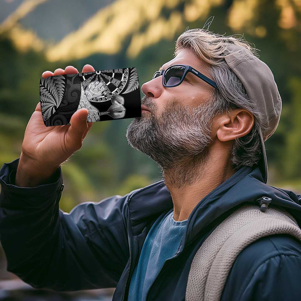 Personalised New Zealand Aotearoa Darts Masters 4 in 1 Can Cooler Tumbler Silver Fern and Maori Spirit - Polynesian Pride
