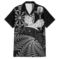 Personalised New Zealand Aotearoa Darts Masters Family Matching Off The Shoulder Long Sleeve Dress and Hawaiian Shirt Silver Fern and Maori Spirit - Polynesian Pride