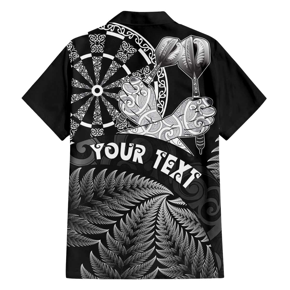 Personalised New Zealand Aotearoa Darts Masters Family Matching Off The Shoulder Long Sleeve Dress and Hawaiian Shirt Silver Fern and Maori Spirit - Polynesian Pride