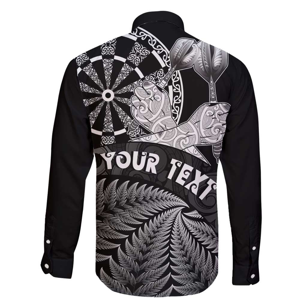 Personalised New Zealand Aotearoa Darts Masters Family Matching Off Shoulder Maxi Dress and Hawaiian Shirt Silver Fern and Maori Spirit - Polynesian Pride