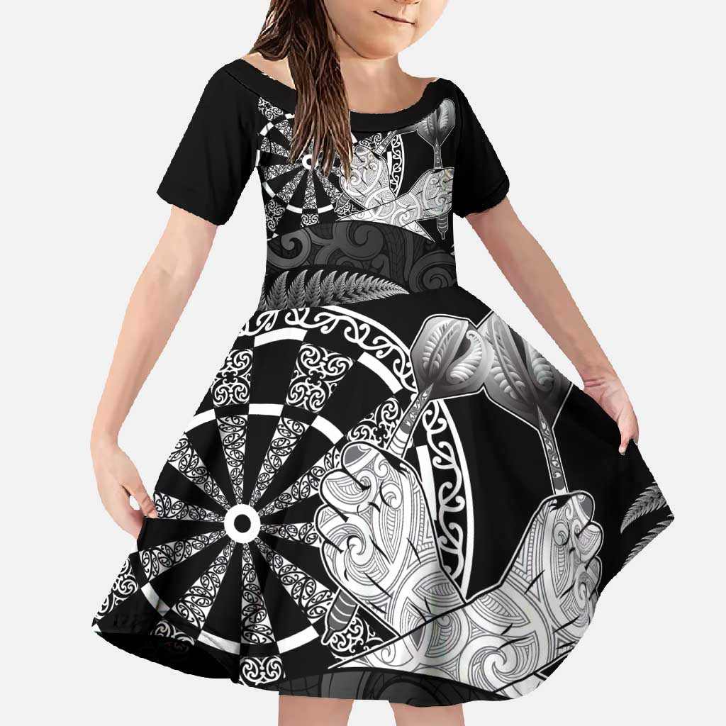Personalised New Zealand Aotearoa Darts Masters Family Matching Summer Maxi Dress and Hawaiian Shirt Silver Fern and Maori Spirit - Polynesian Pride