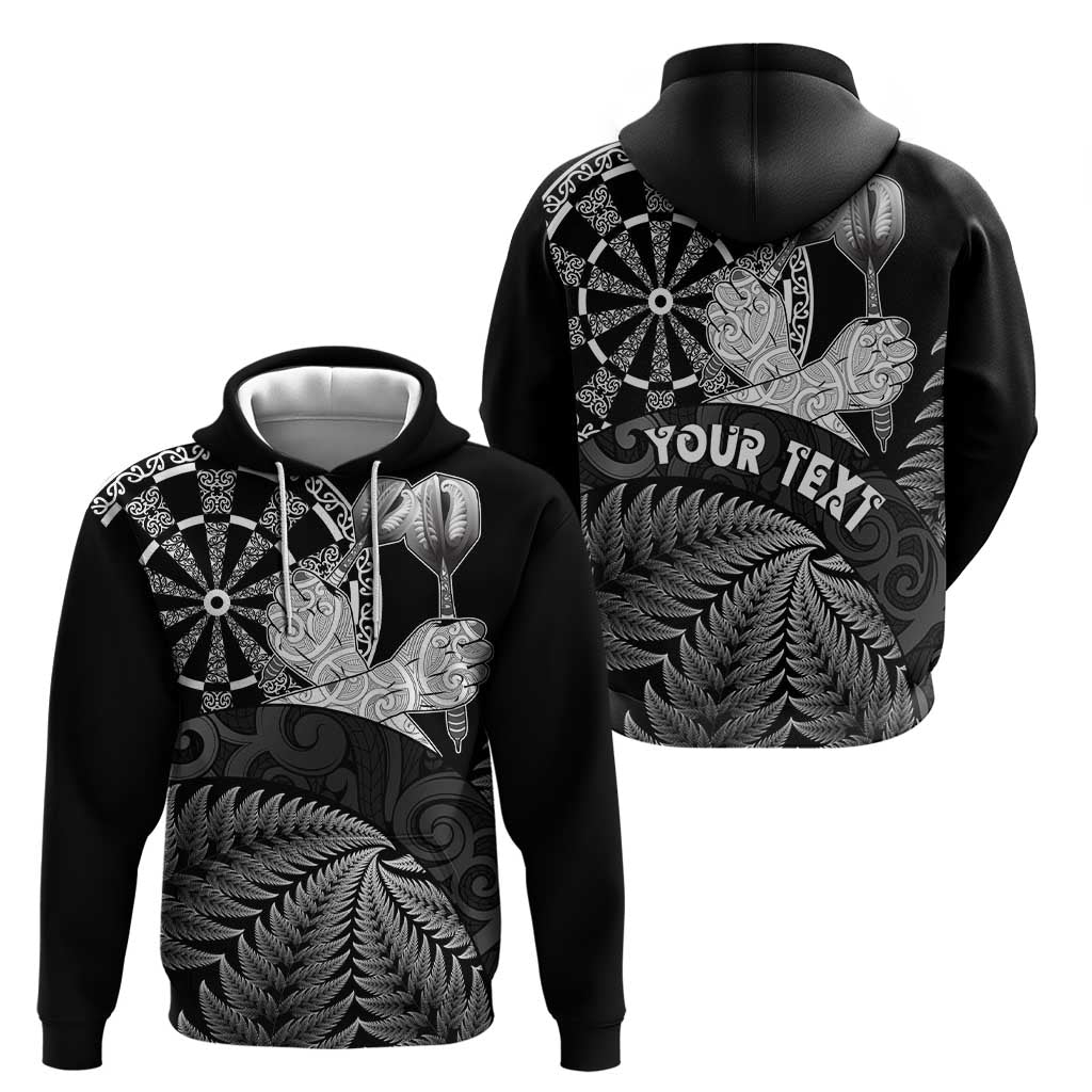 Personalised New Zealand Aotearoa Darts Masters Hoodie Silver Fern and Maori Spirit - Polynesian Pride