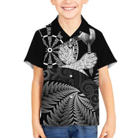 Personalised New Zealand Aotearoa Darts Masters Kid Hawaiian Shirt Silver Fern and Maori Spirit - Polynesian Pride