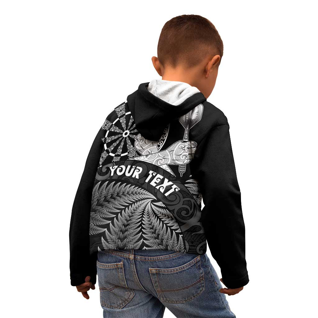 Personalised New Zealand Aotearoa Darts Masters Kid Hoodie Silver Fern and Maori Spirit - Polynesian Pride