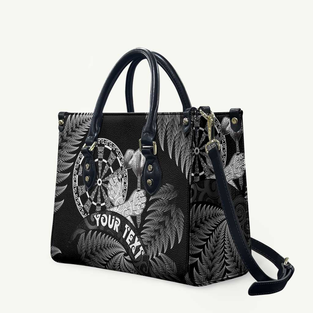 Personalised New Zealand Aotearoa Darts Masters Leather Bag Silver Fern and Maori Spirit - Polynesian Pride