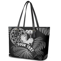 Personalised New Zealand Aotearoa Darts Masters Leather Tote Bag Silver Fern and Maori Spirit - Polynesian Pride