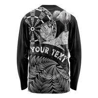 Personalised New Zealand Aotearoa Darts Masters Long Sleeve Shirt Silver Fern and Maori Spirit - Polynesian Pride