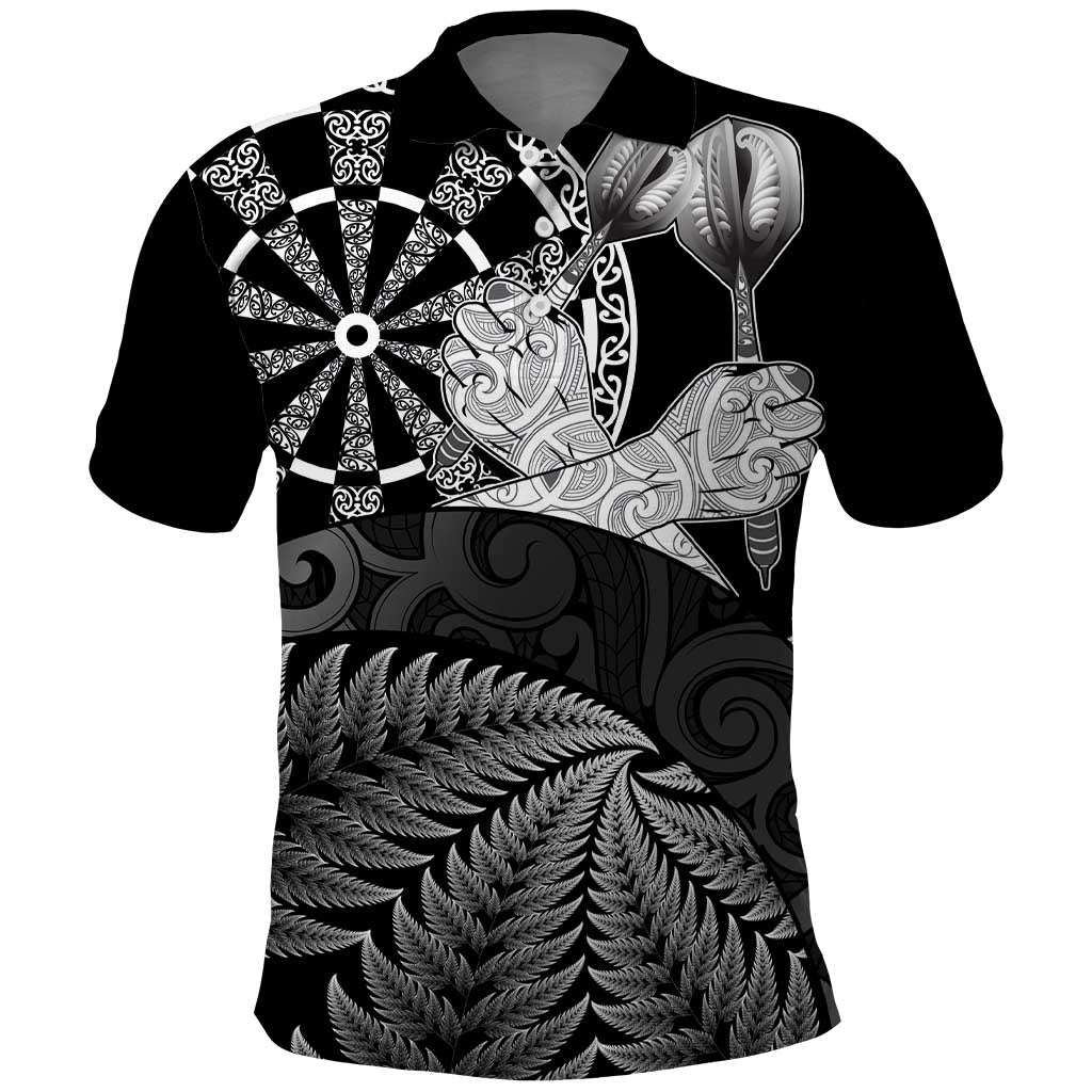 Personalised New Zealand Aotearoa Darts Masters Polo Shirt Silver Fern and Maori Spirit - Polynesian Pride