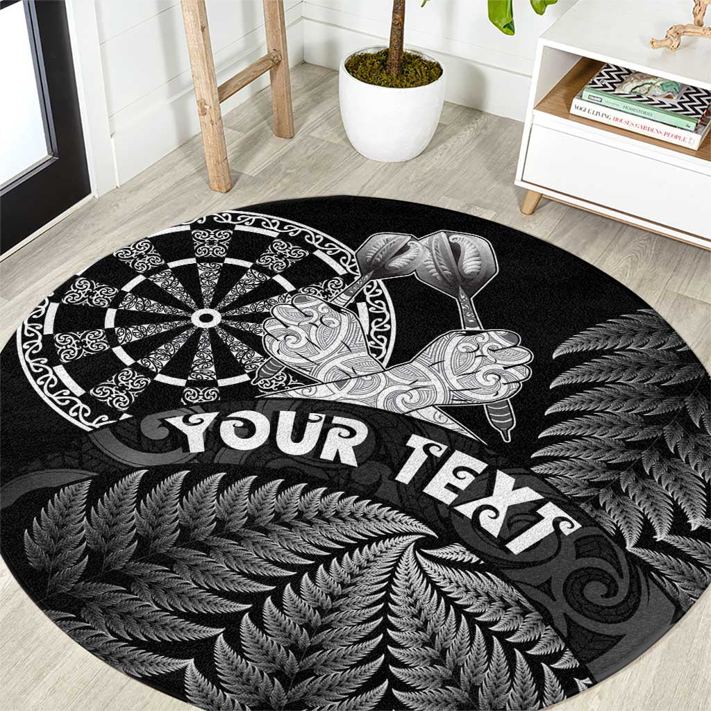 Personalised New Zealand Aotearoa Darts Masters Round Carpet Silver Fern and Maori Spirit - Polynesian Pride