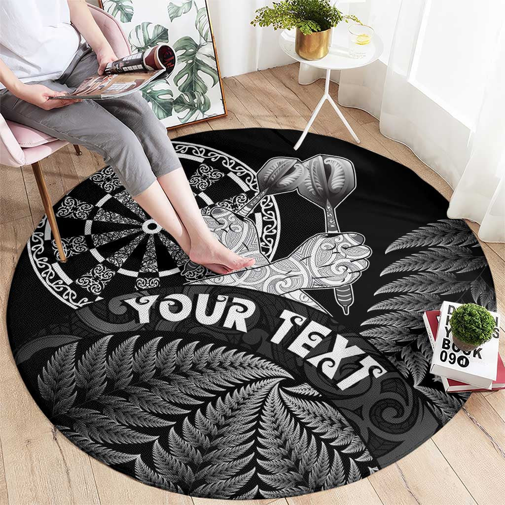 Personalised New Zealand Aotearoa Darts Masters Round Carpet Silver Fern and Maori Spirit - Polynesian Pride