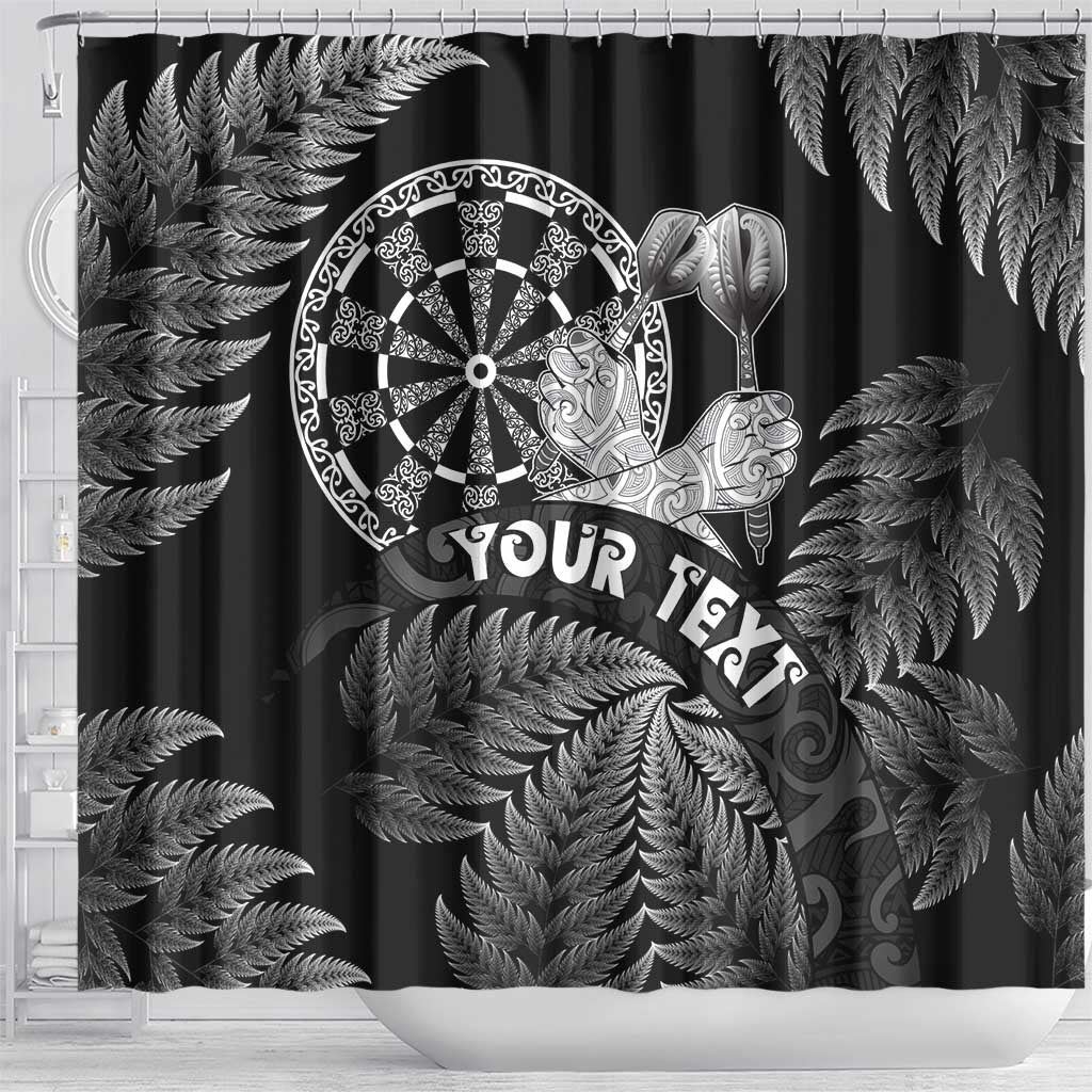 Personalised New Zealand Aotearoa Darts Masters Shower Curtain Silver Fern and Maori Spirit - Polynesian Pride