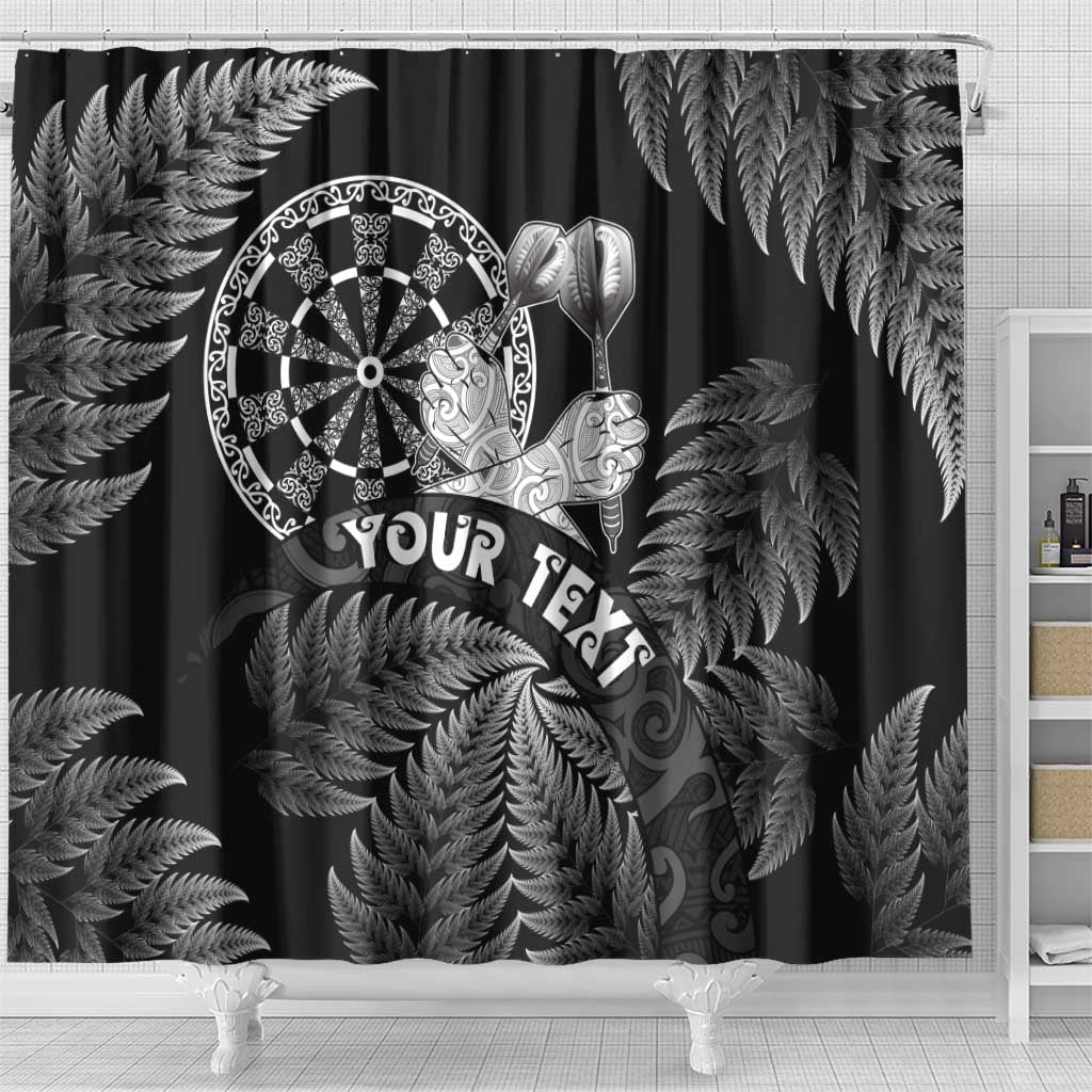 Personalised New Zealand Aotearoa Darts Masters Shower Curtain Silver Fern and Maori Spirit - Polynesian Pride