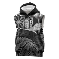 Personalised New Zealand Aotearoa Darts Masters Sleeveless Hoodie Silver Fern and Maori Spirit - Polynesian Pride