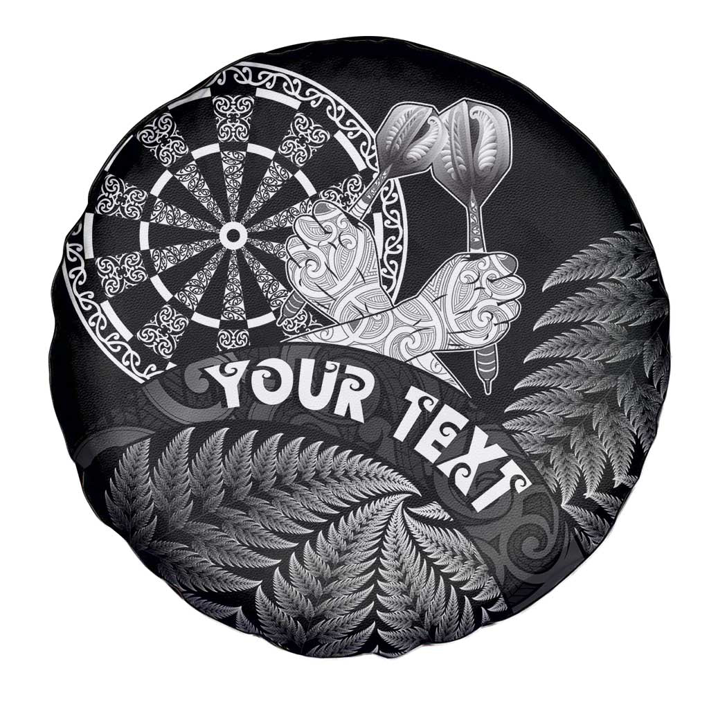 Personalised New Zealand Aotearoa Darts Masters Spare Tire Cover Silver Fern and Maori Spirit - Polynesian Pride