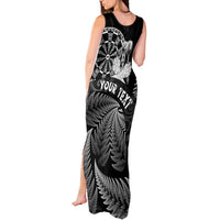 Personalised New Zealand Aotearoa Darts Masters Tank Maxi Dress Silver Fern and Maori Spirit - Polynesian Pride