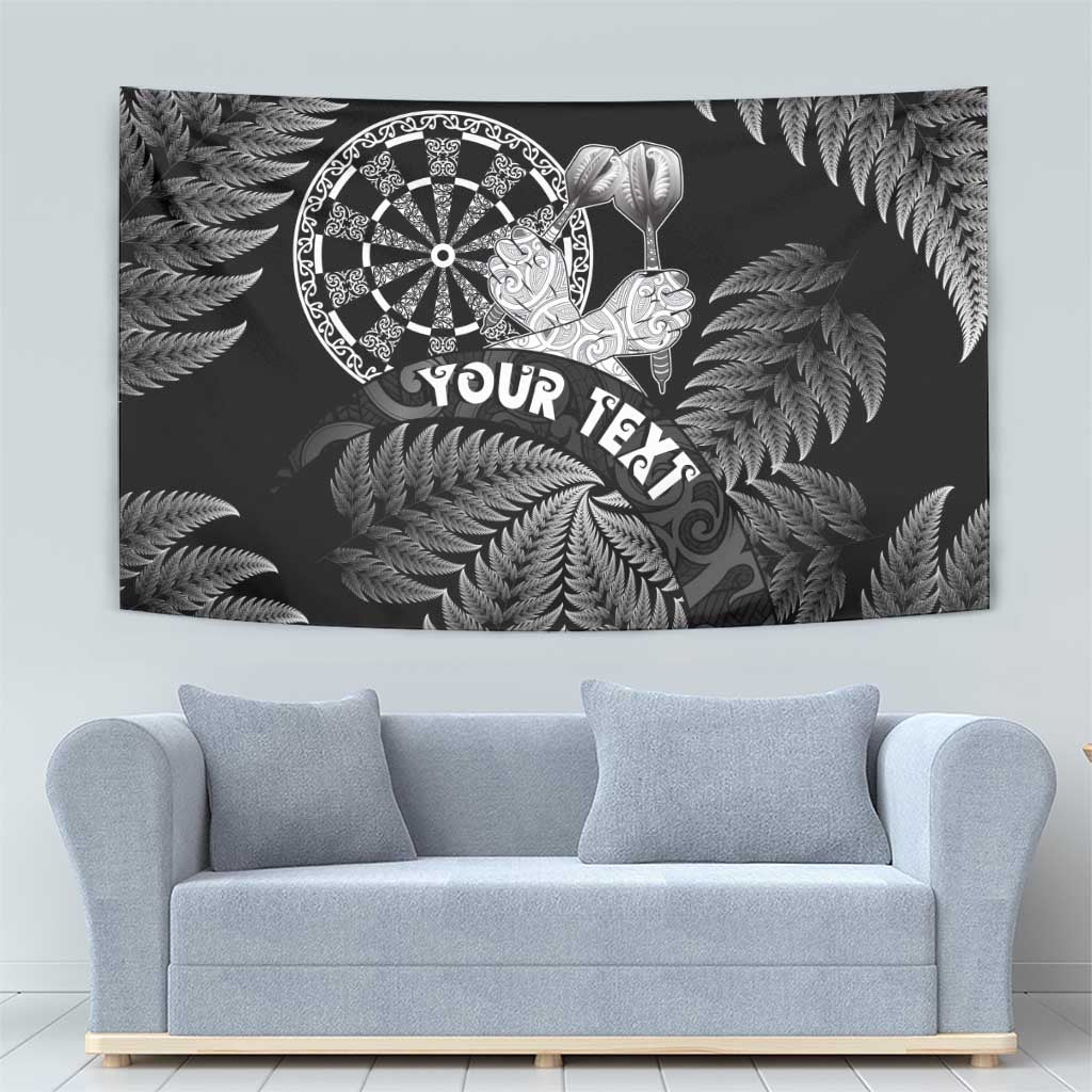Personalised New Zealand Aotearoa Darts Masters Tapestry Silver Fern and Maori Spirit - Polynesian Pride