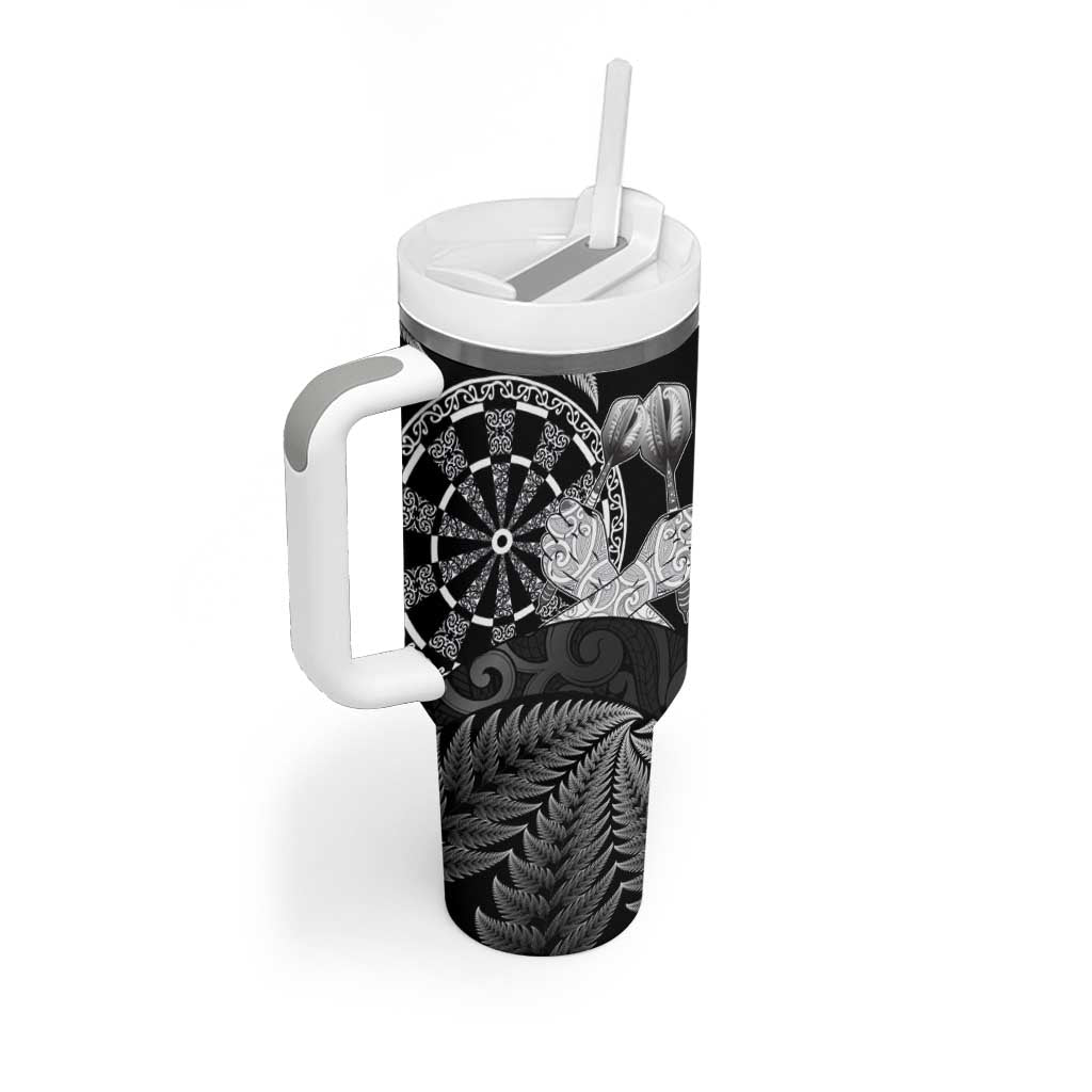 Personalised New Zealand Aotearoa Darts Masters Tumbler With Handle Silver Fern and Maori Spirit - Polynesian Pride
