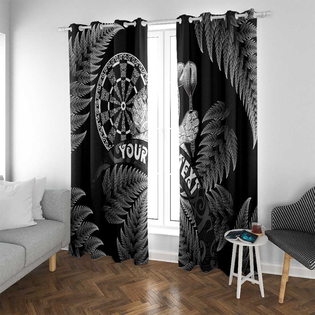 Personalised New Zealand Aotearoa Darts Masters Window Curtain Silver Fern and Maori Spirit - Polynesian Pride