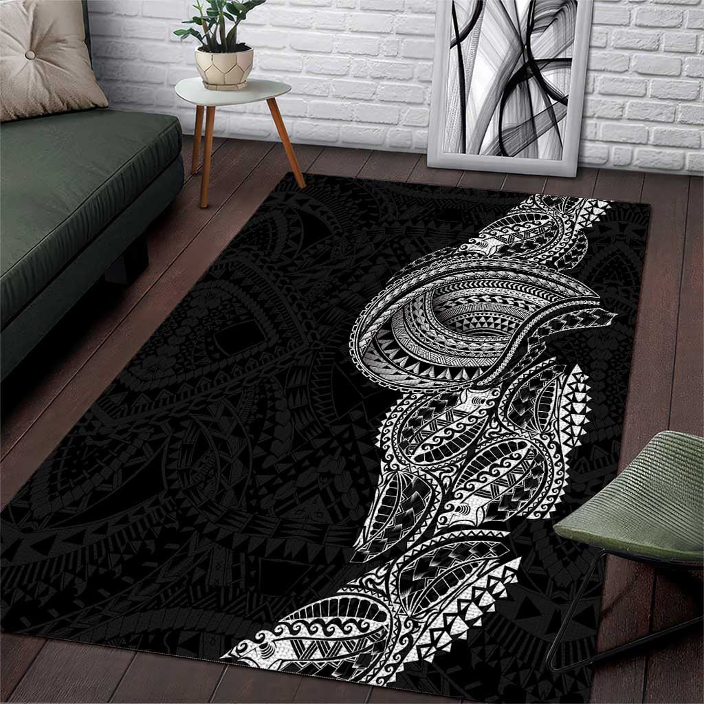 Traditional Polynesian Art Tattoos Area Rug Black Color - Polynesian Pride