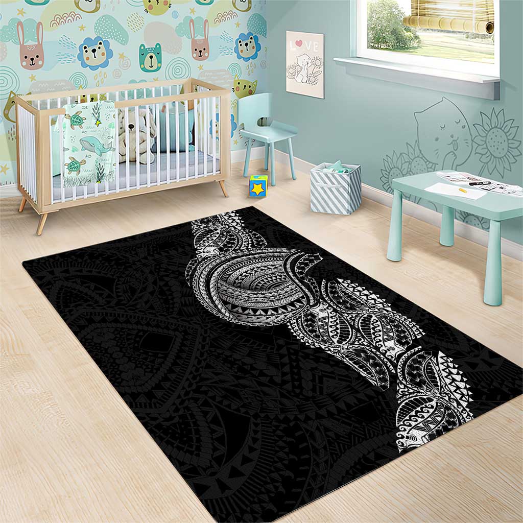 Traditional Polynesian Art Tattoos Area Rug Black Color - Polynesian Pride