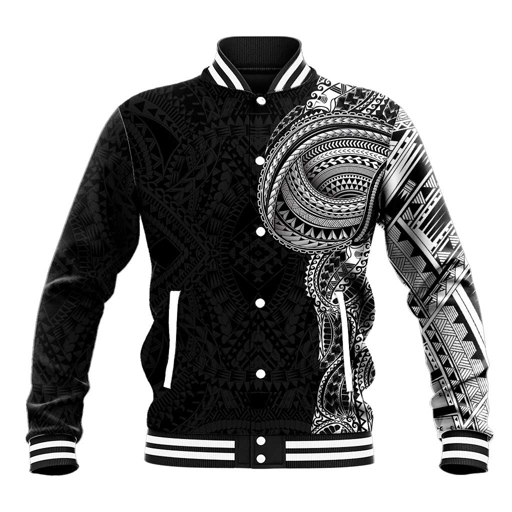Traditional Polynesian Art Tattoos Baseball Jacket Black Color - Polynesian Pride