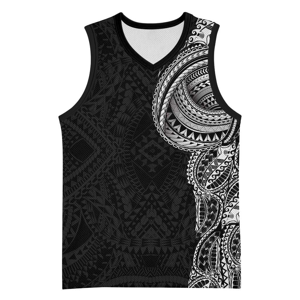 Traditional Polynesian Art Tattoos Basketball Jersey Black Color - Polynesian Pride