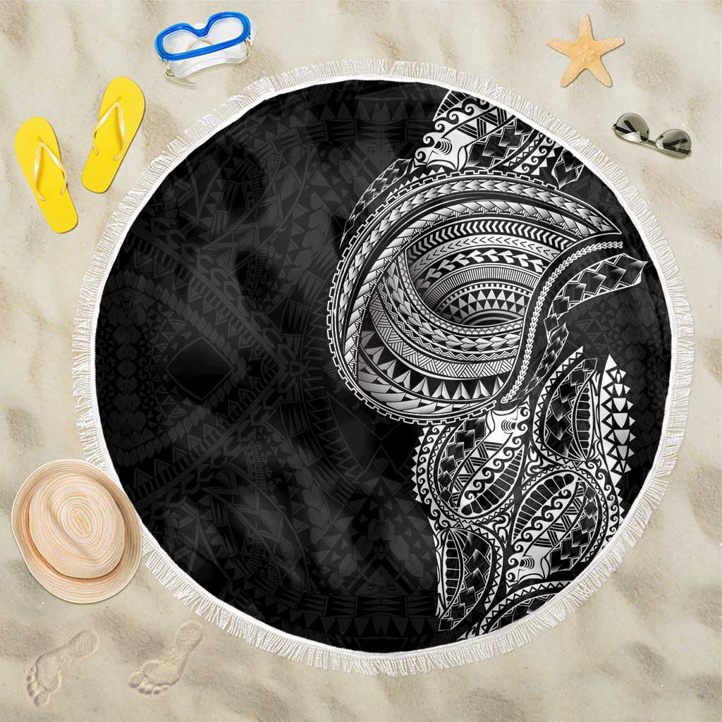 Traditional Polynesian Art Tattoos Beach Blanket Black Color - Polynesian Pride