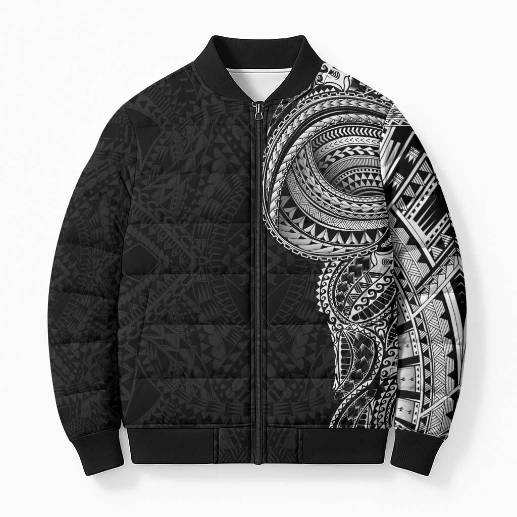 Traditional Polynesian Art Tattoos Bomber Puffer Jacket Black Color - Polynesian Pride