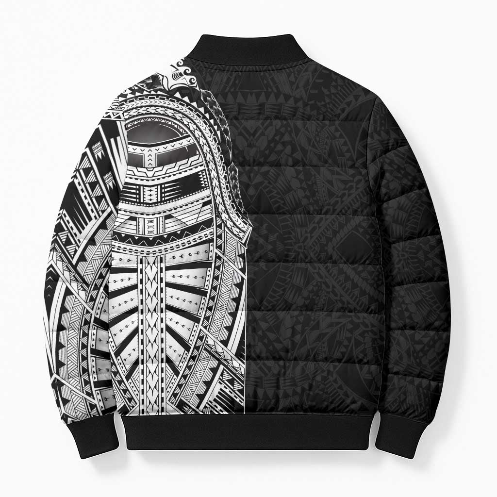Traditional Polynesian Art Tattoos Bomber Puffer Jacket Black Color - Polynesian Pride