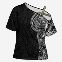 Traditional Polynesian Art Tattoos Cross Shoulder Shirt Black Color - Polynesian Pride